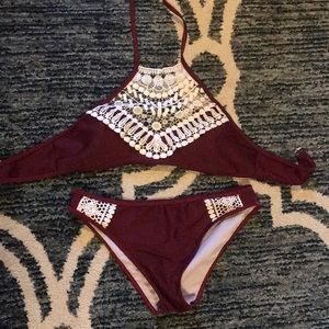 Maroon lace Swimsuit